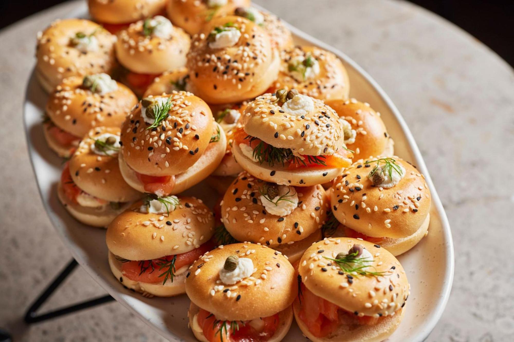 Melbourne Marriott Hotel Docklands Bagian luar foto A platter of mini bagels
