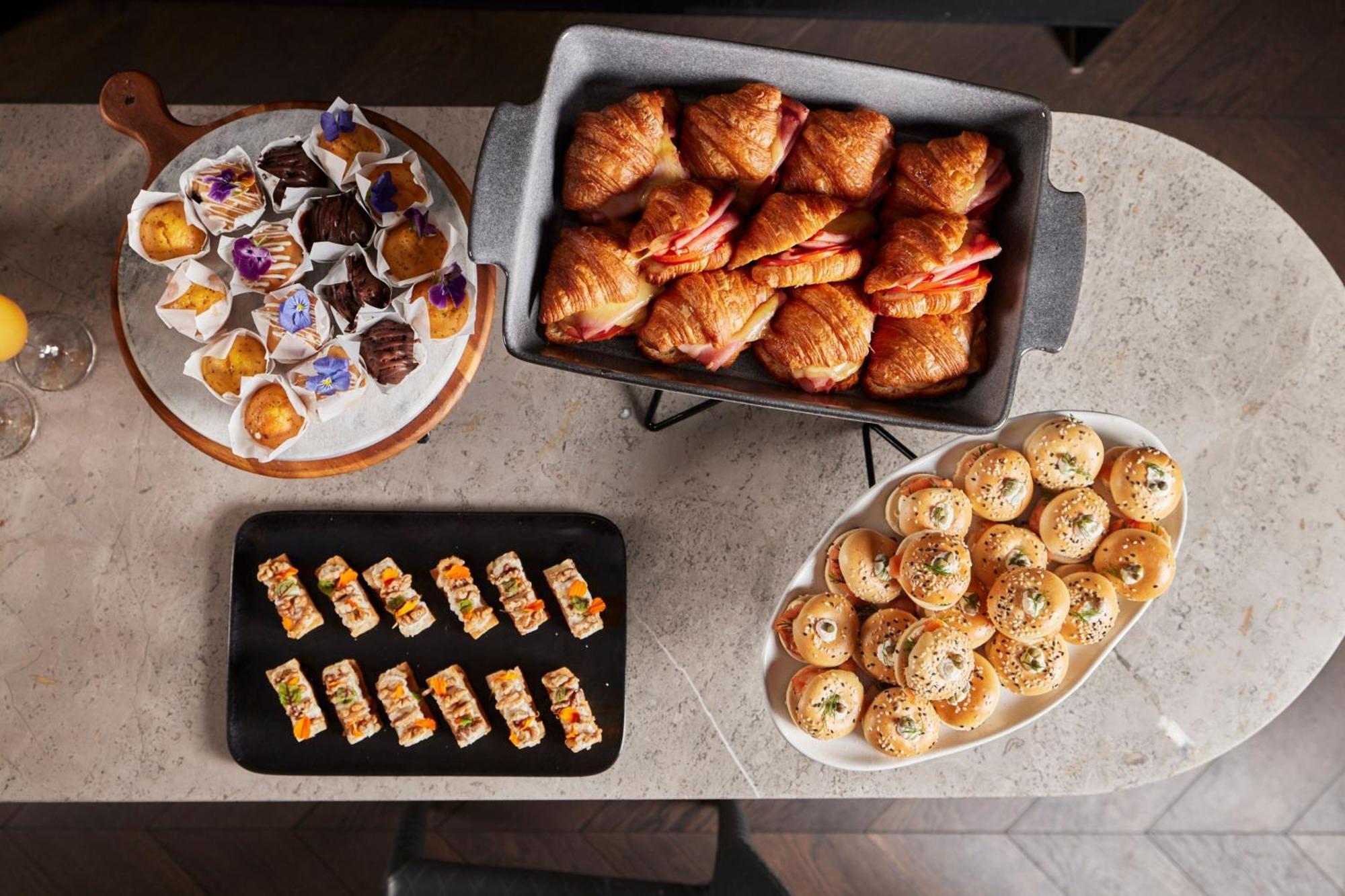 Melbourne Marriott Hotel Docklands Bagian luar foto A selection of finger food
